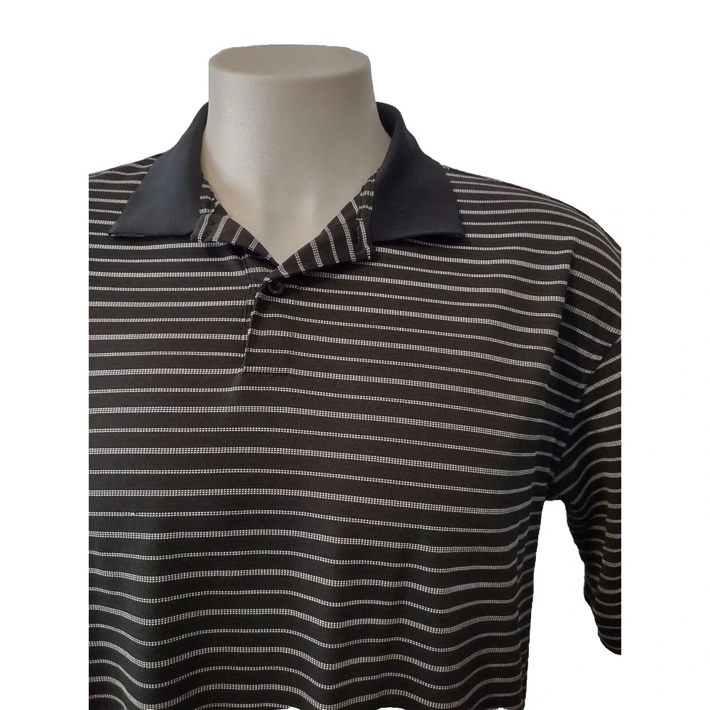 Nike Golf Polo Shirt Men's Large Norm Core Athleisure Black Striped Nike Fit DRY
